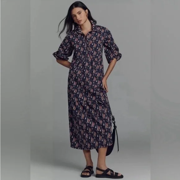 NWT! Anthropologie The Bettina Tiered Shirt Dress by Maeve - Size SMALL PETITE🍍 - Picture 1 of 10